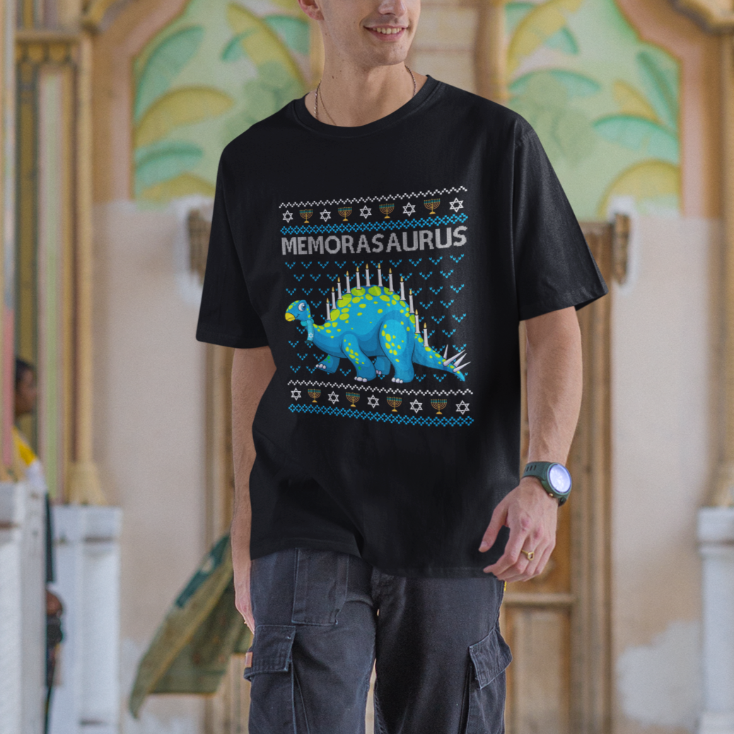 Menorasaurus Menorah Dino Hanukkah Dinosaur T Shirt - Wonder Print Shop