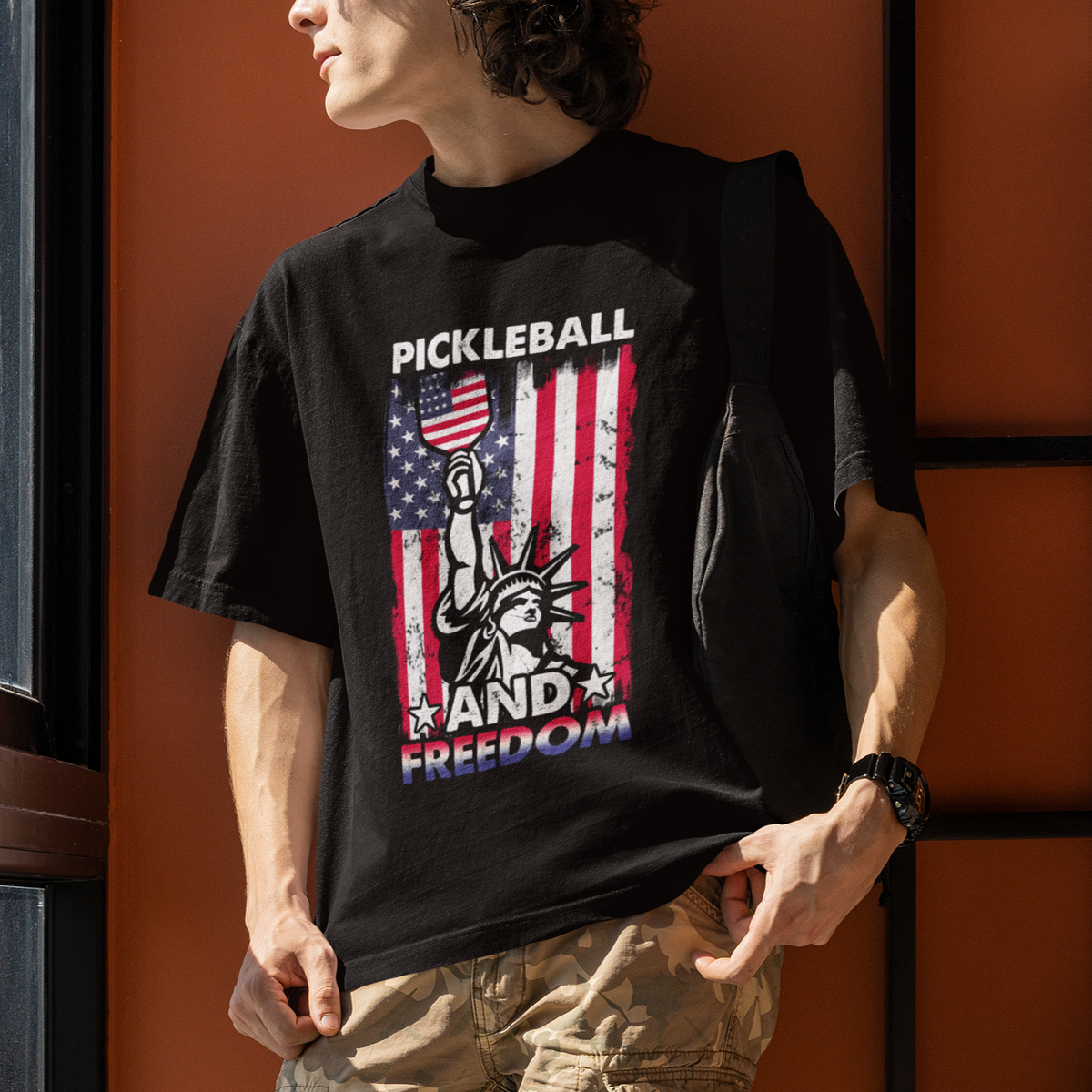 Funny Pickleball T Shirt Pickleball And Freedom Funny 4th of July American Flag Pickleball Lover USA Lover Gifts - Wonder Print Shop