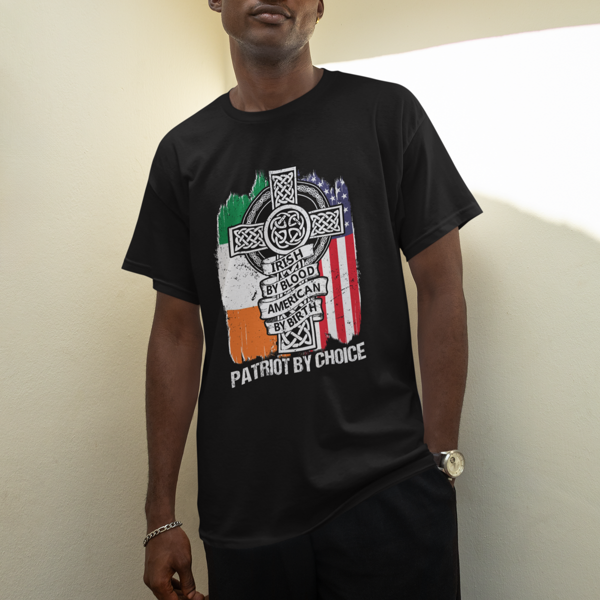 Irish By Blood American By Birth Patriot By Choice T Shirt - Wonder Print Shop