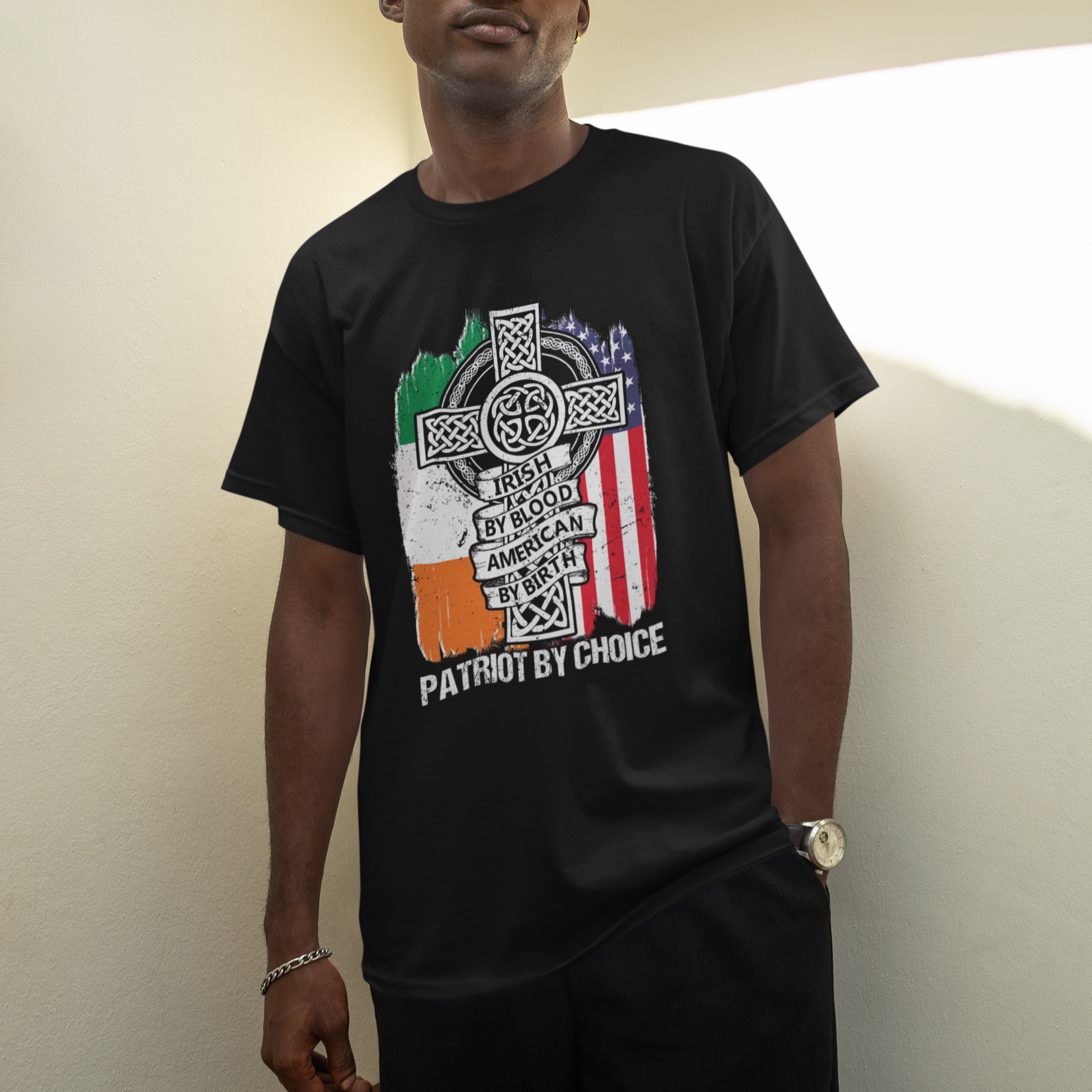 Irish By Blood American By Birth Patriot By Choice T Shirt - Wonder Print Shop