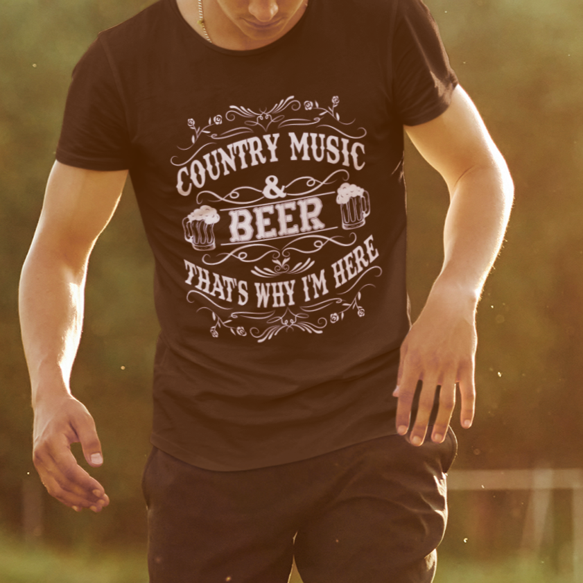 Beer Lover T Shirt Country Music And Beer That's Why I'm Here Funny Drinking - Wonder Print Shop