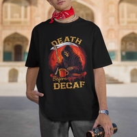 Death Before Decaf Skeleton Caffeine Coffee Drinker T Shirt - Wonder Print Shop