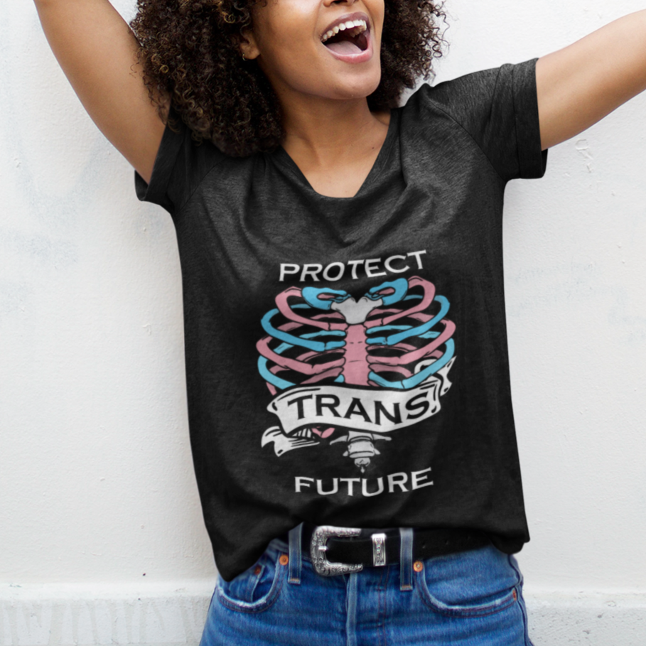Protect Trans Kids T Shirt LGBT Support Protect Trans Future LGBT Pride Flag Skeleton - Wonder Print Shop