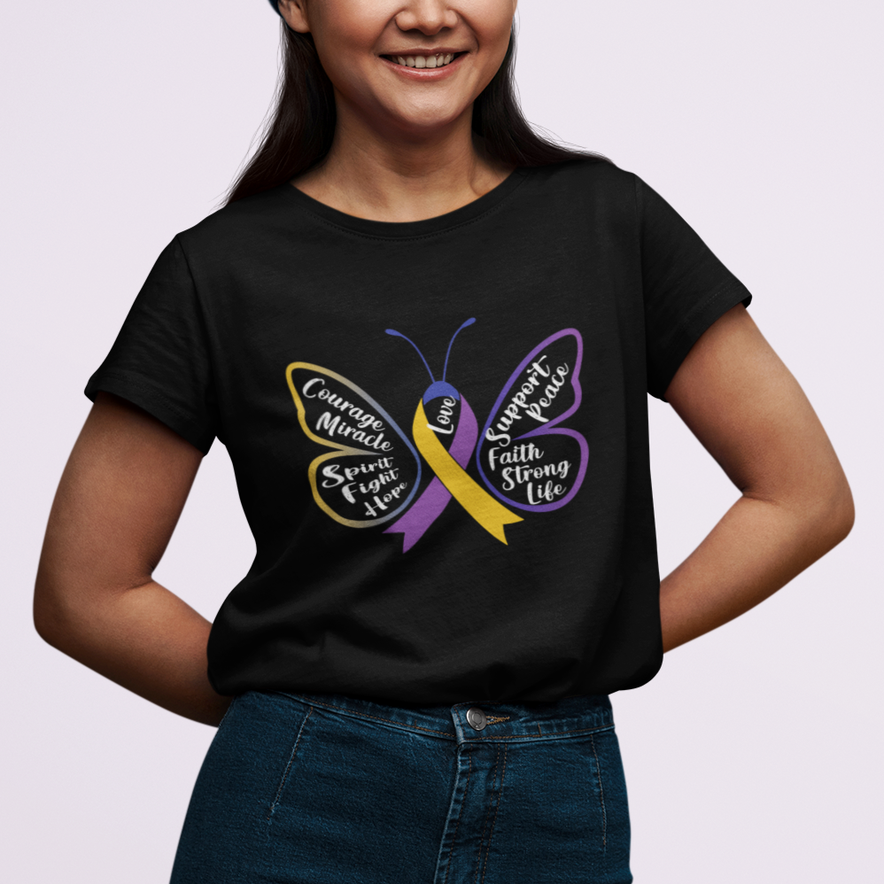 Fight Bladder Health And Cancer Awareness Butterfly T Shirt For Women - Wonder Print Shop