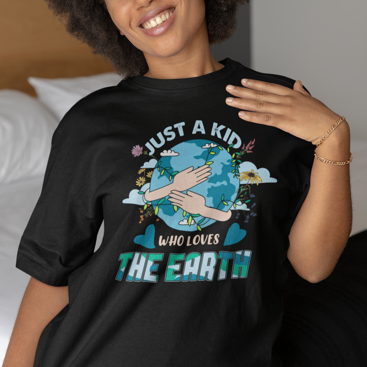 Earth Lover T Shirt Environmental Just A Kid Who Loves The Earth Happy Earth Day Save The Planet Go Green - Wonder Print Shop