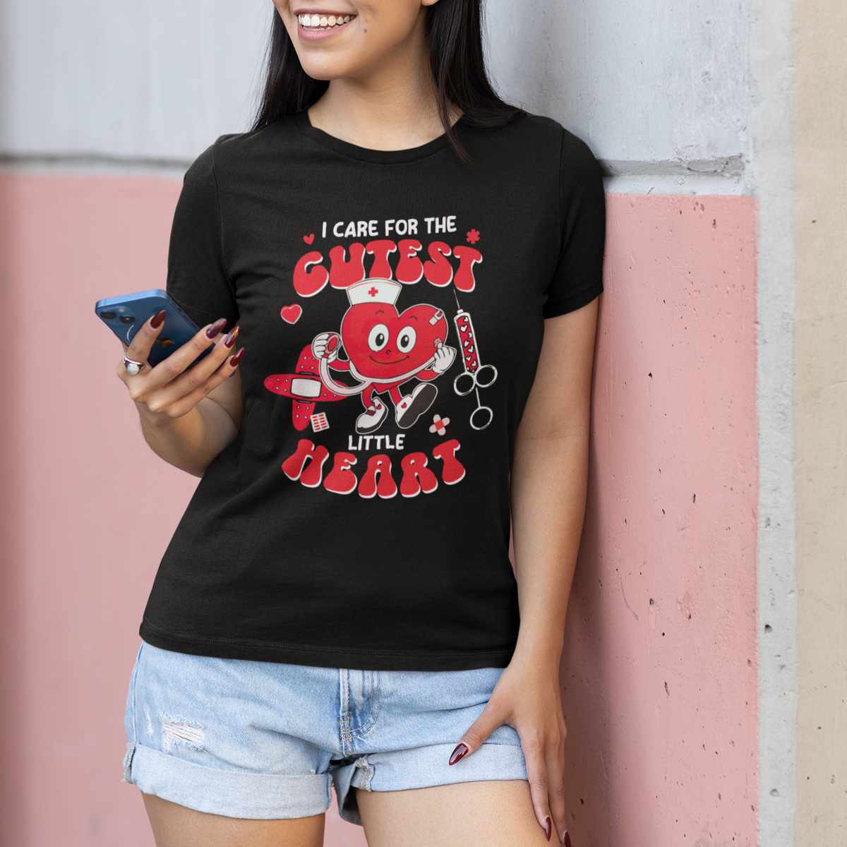 Valentine's Day T Shirt I Care For Cutest Little Hearts Nurse Life - Wonder Print Shop