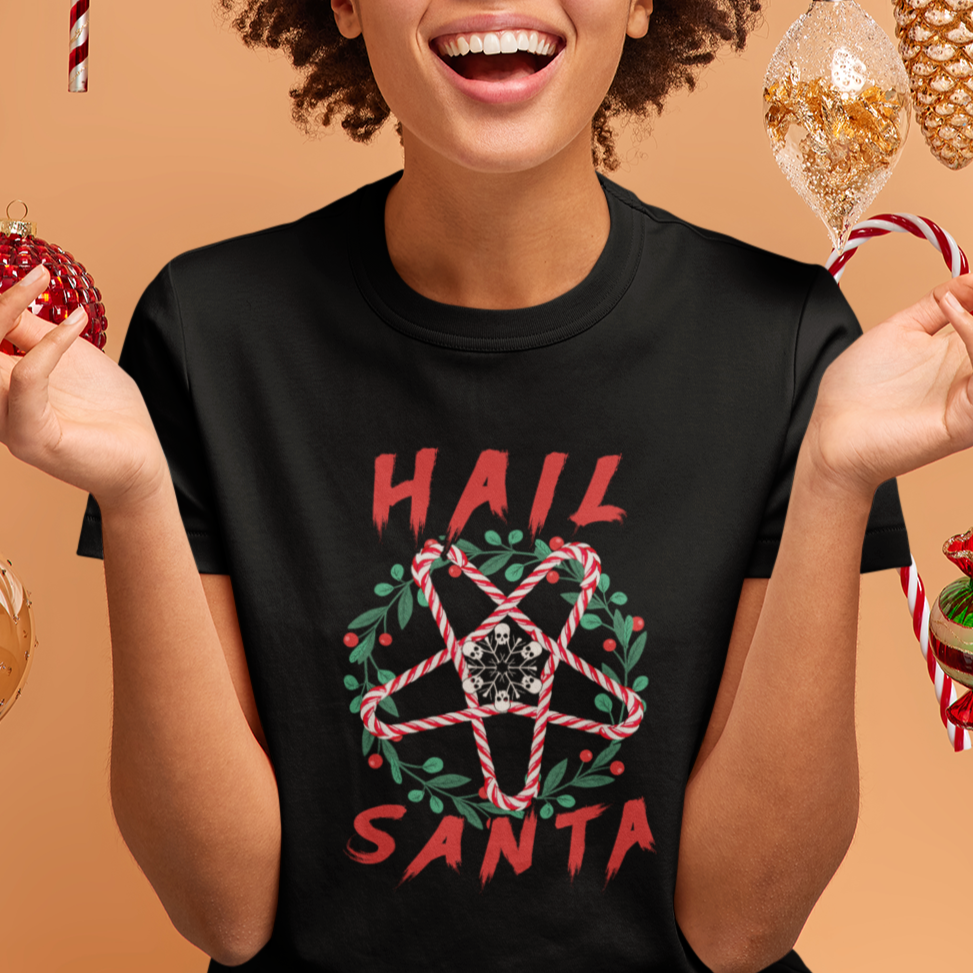 Hail Santa Krampus Ugly Christmas Candy Star T Shirt For Women - Wonder Print Shop