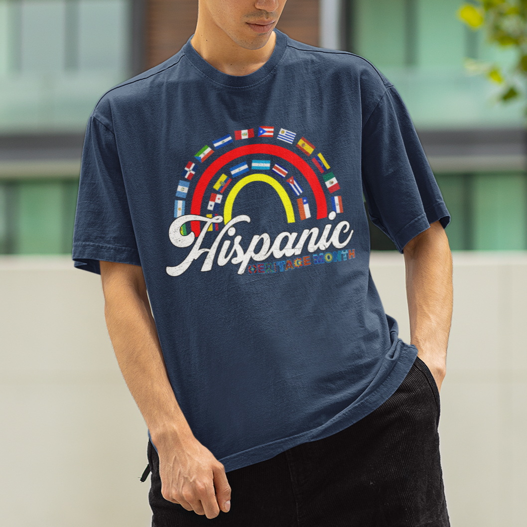 Hispanic Heritage Month T Shirt Hispanic Countries Flags Rainbow Hispanic Heritage Month - Wonder Print Shop