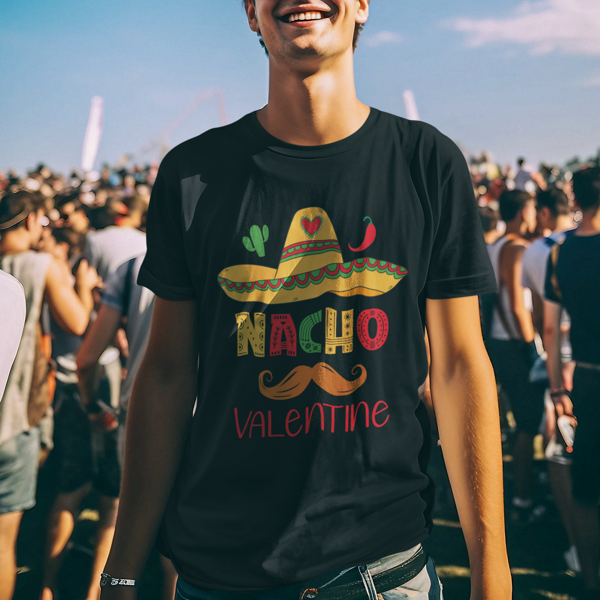 Valentine's Day T Shirt Funny Nacho Love Mexican Sombraro - Wonder Print Shop