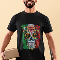 Sugar Skull Mexican Flag T Shirt Viva Mexico Hispanic Heritage Month - Wonder Print Shop