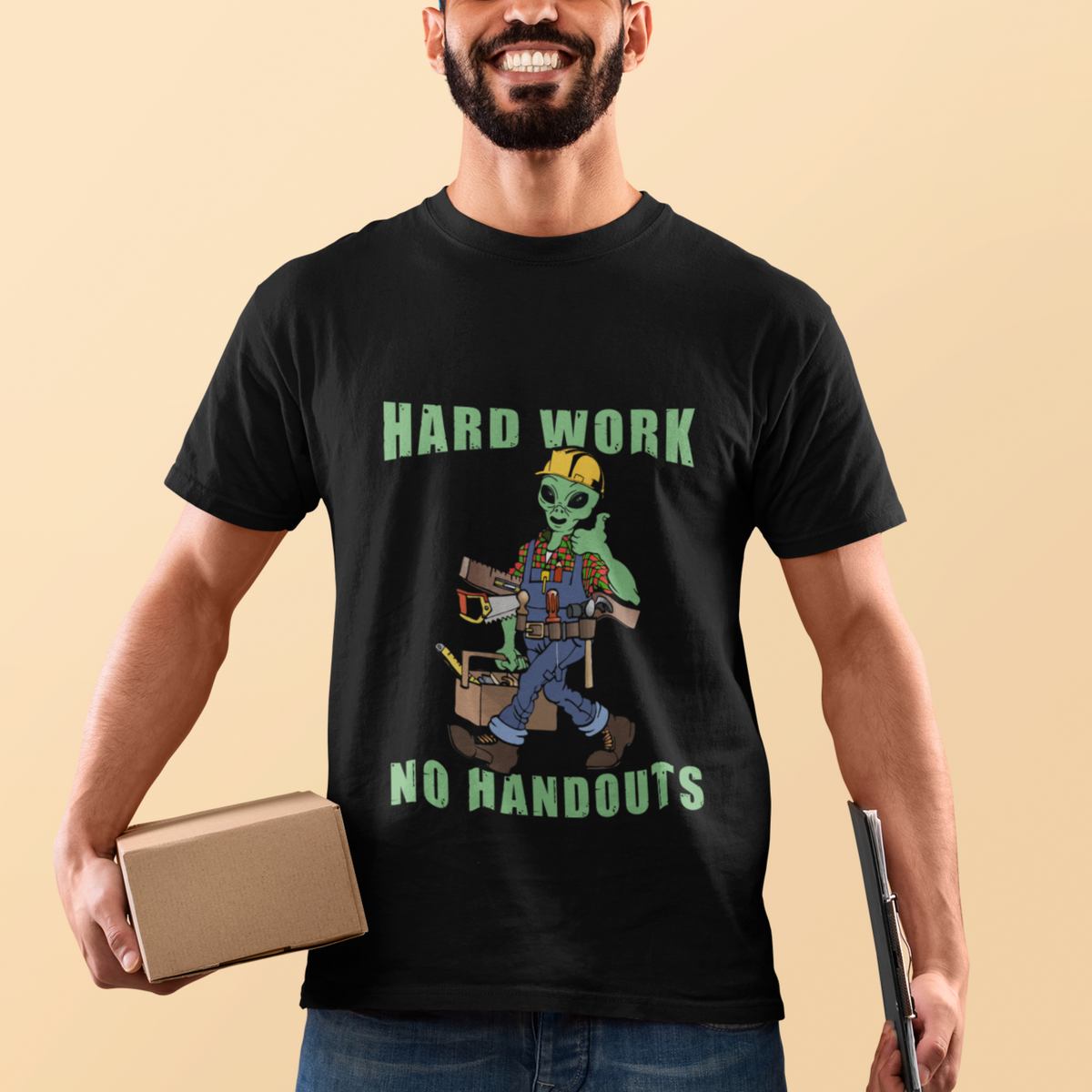 Labor Day T Shirt Blue Collar Hard Work No Handouts Alien Worker Labor Day - Wonder Print Shop