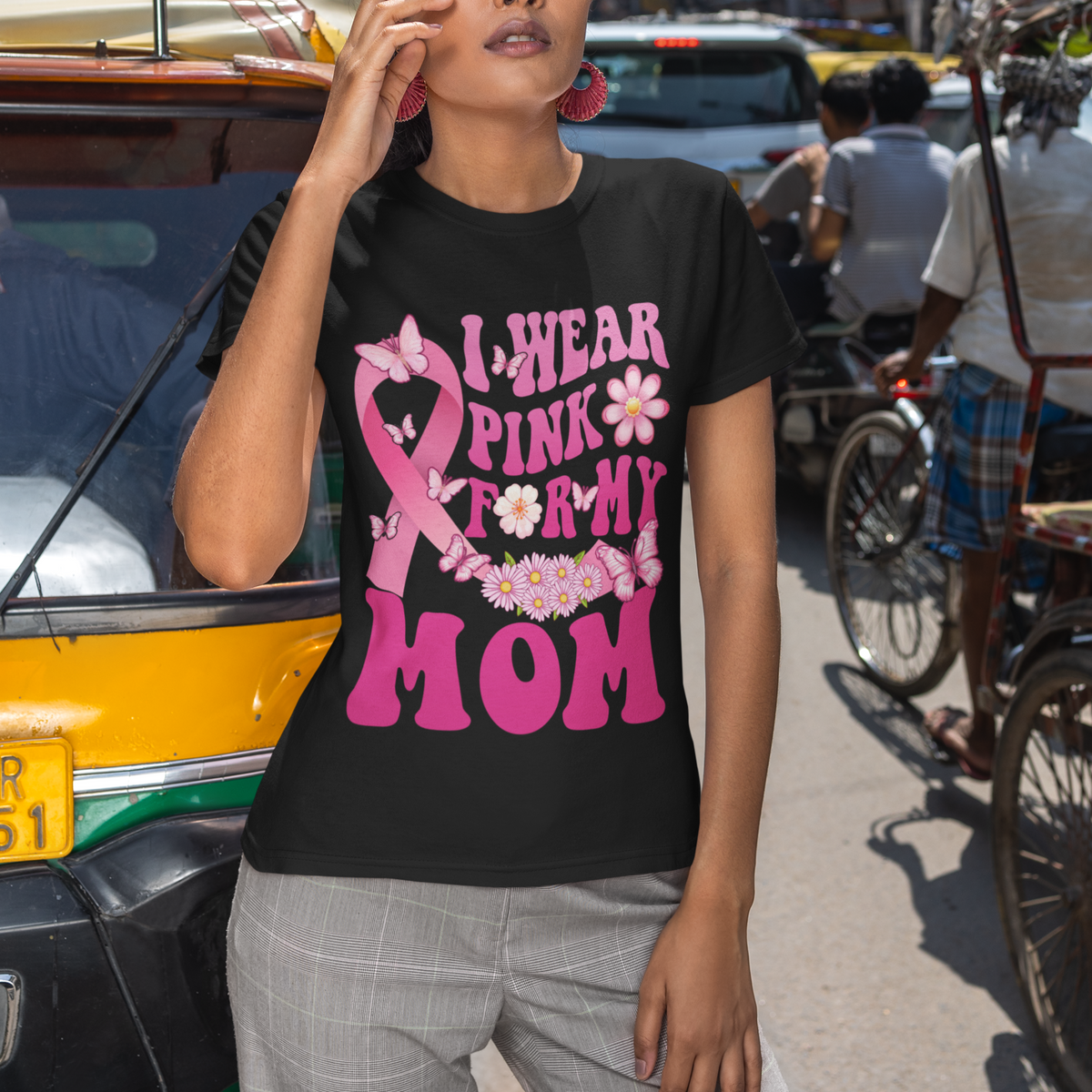 Breast Cancer Awareness T Shirt I Wear Pink For My Mom Mama Breast Cancer Warrior Survivor - Wonder Print Shop