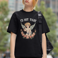 Valentine's Day T Shirt I'd Hit That Cupid Vintage Art Rose - Wonder Print Shop