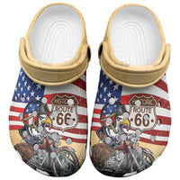Route 66 United States Clogs Shoes Historic Highway USA Eagle With Motorcycle - Wonder Print Shop
