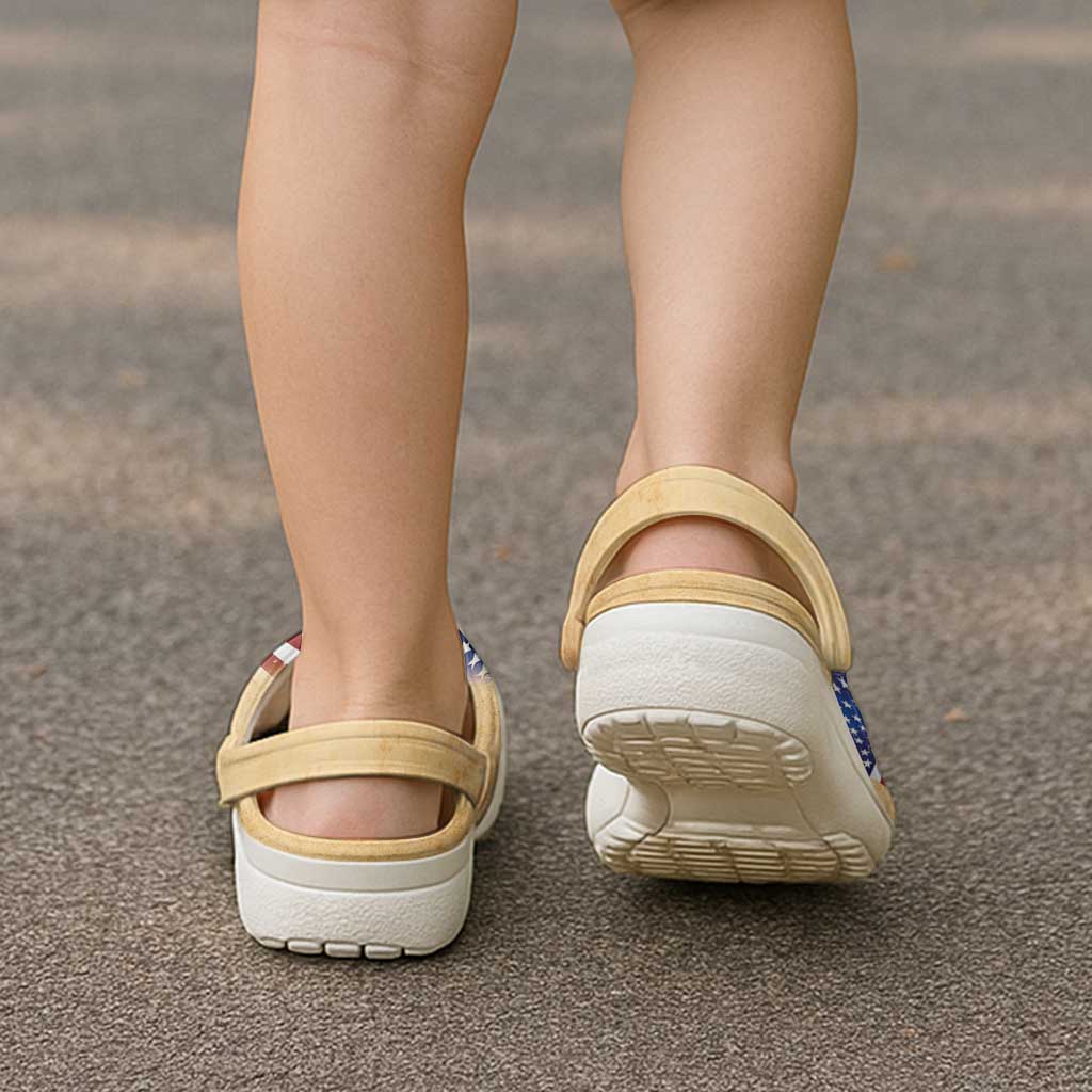 Route 66 United States Clogs Shoes Historic Highway USA Eagle With Motorcycle - Wonder Print Shop