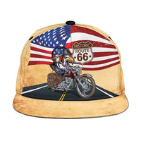 Route 66 United States Snapback Cap Historic Highway USA Eagle With Motorcycle - Wonder Print Shop