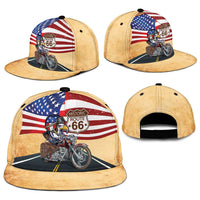 Route 66 United States Snapback Cap Historic Highway USA Eagle With Motorcycle - Wonder Print Shop