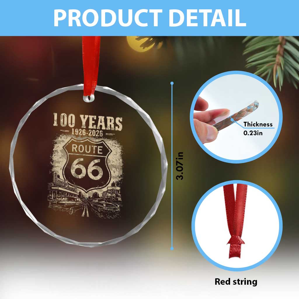 Route Highway 66 100 Year Centennial Anniversary Souvenir Crystal Glass Ornament