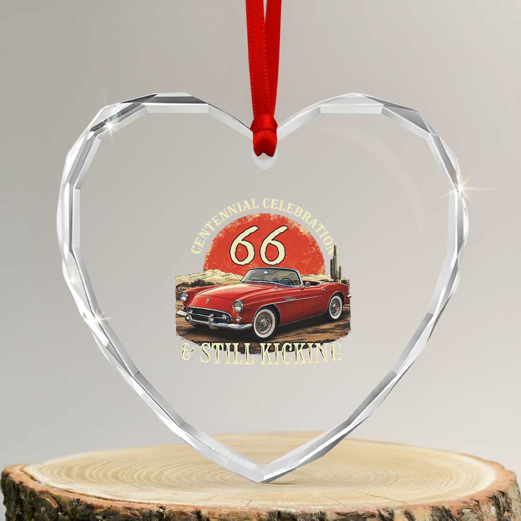 Route Highway 66 100 Years Anniversary Heart Crystal Glass Ornament Centennial Celebration And Still Kicking Mother Road