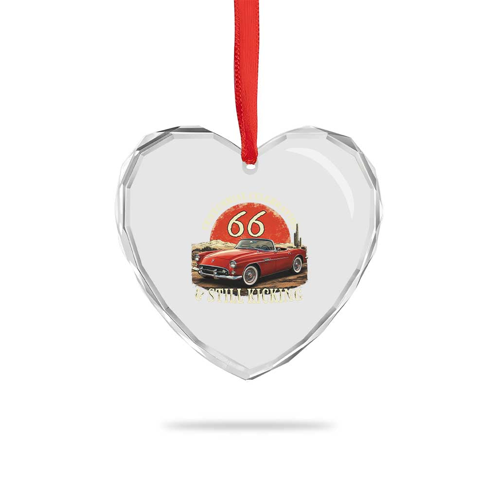 Route Highway 66 100 Years Anniversary Heart Crystal Glass Ornament Centennial Celebration And Still Kicking Mother Road