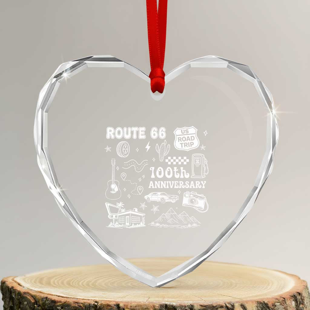Route Highway 66 100th Anniversary Heart Crystal Glass Ornament The Mother Road Centennial