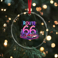 Route Highway 66 Americana Adventure Crystal Glass Ornament Cute Raccoon Driving Car