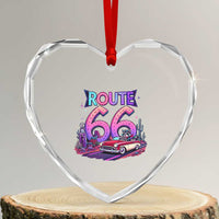 Route Highway 66 Americana Adventure Heart Crystal Glass Ornament Cute Raccoon Driving Car