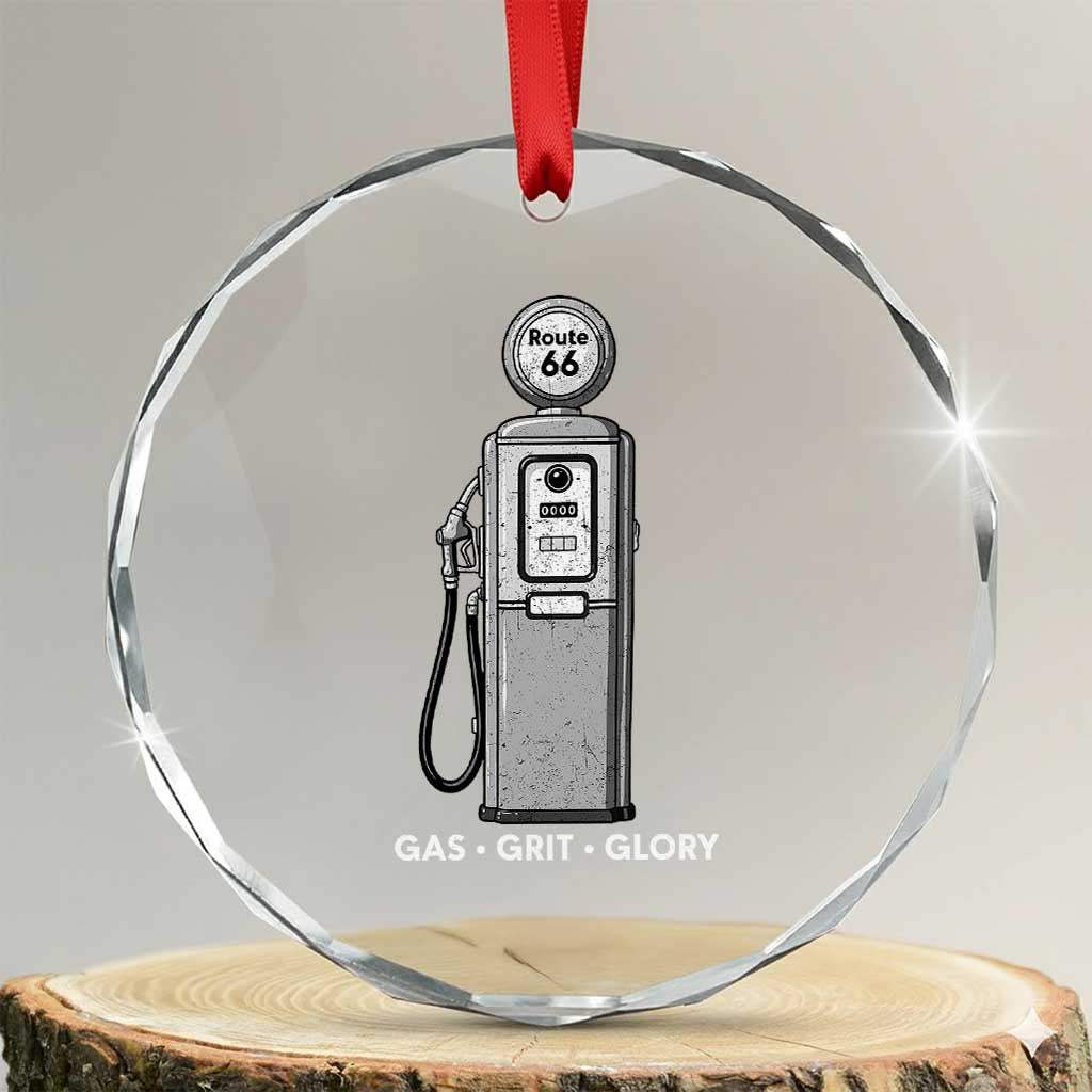 Route Highway 66 Americana Road Trip Crystal Glass Ornament Gas Grill Glory