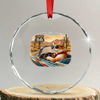 Route Highway 66 Cat Crystal Glass Ornament Americana Road Trip