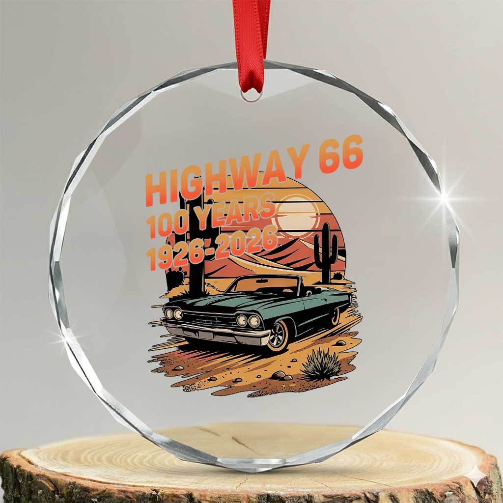 Route Highway 66 Centennial Crystal Glass Ornament 100 Year Road Trip Adventure