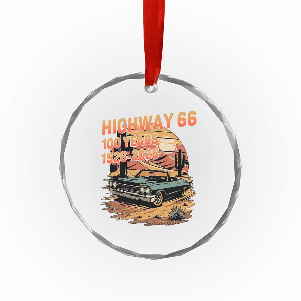 Route Highway 66 Centennial Crystal Glass Ornament 100 Year Road Trip Adventure