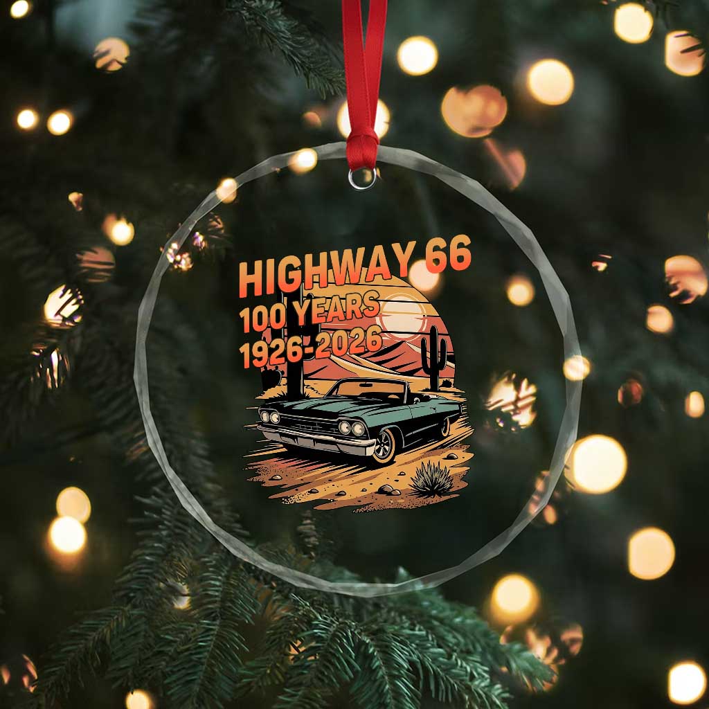 Route Highway 66 Centennial Crystal Glass Ornament 100 Year Road Trip Adventure