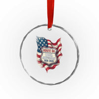 Route Highway 66 Centennial Crystal Glass Ornament Vintage American Flag Patriotic Gift