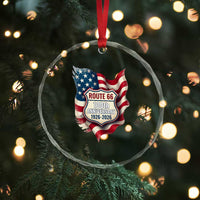 Route Highway 66 Centennial Crystal Glass Ornament Vintage American Flag Patriotic Gift