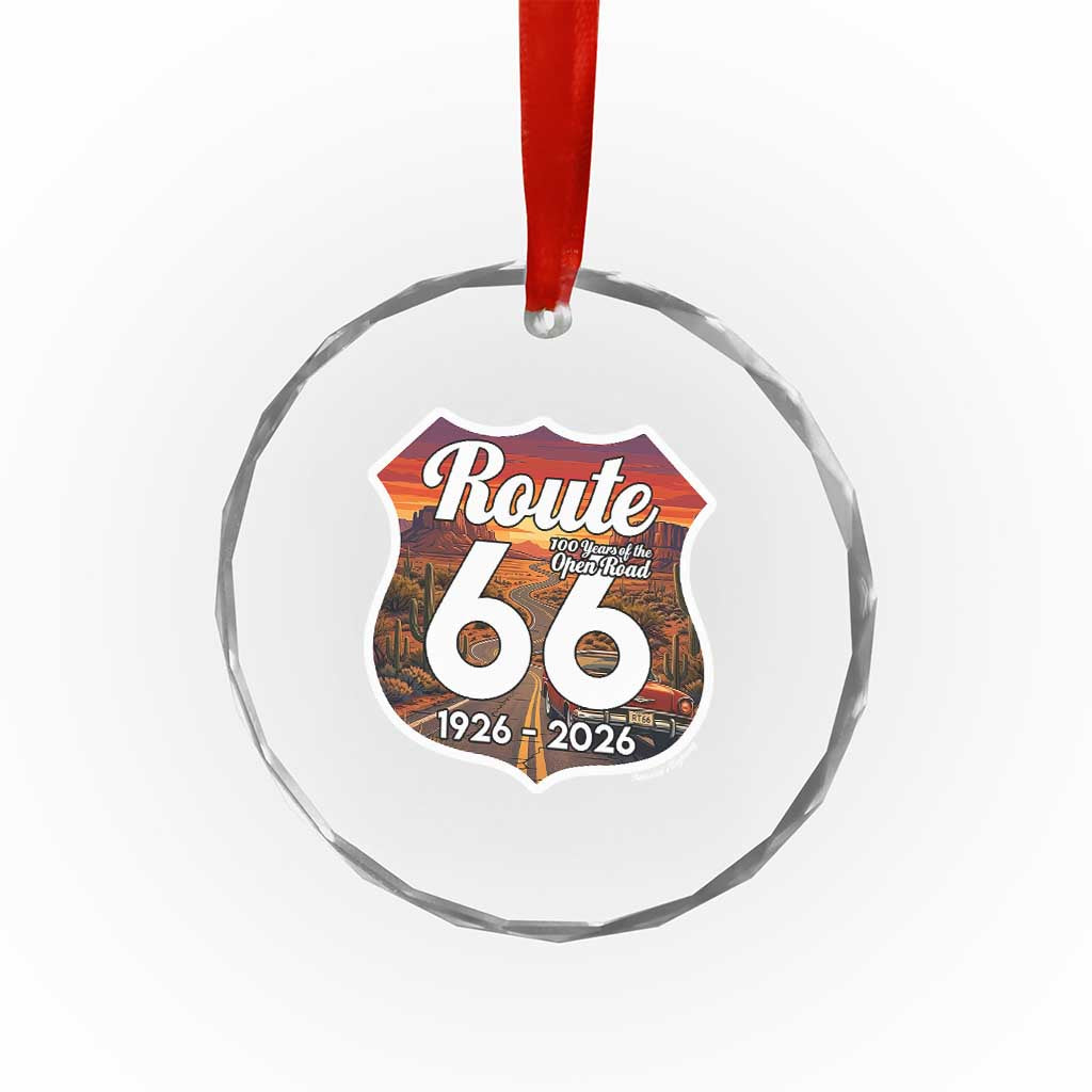 Route Highway 66 Centennial Crystal Glass Ornament Vintage Distressed Americas Highway