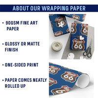 Route Highway 66 Centennial Wrapping Paper Roll Vintage Distressed Americas Highway