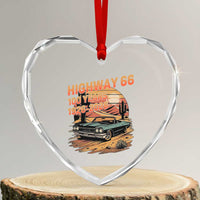 Route Highway 66 Centennial Heart Crystal Glass Ornament 100 Year Road Trip Adventure