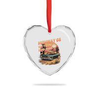Route Highway 66 Centennial Heart Crystal Glass Ornament 100 Year Road Trip Adventure