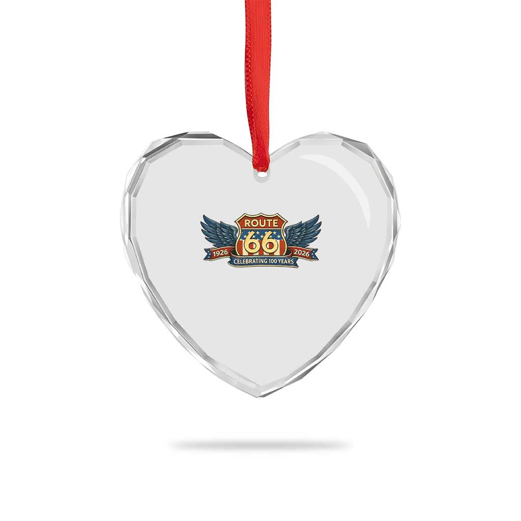Route Highway 66 Centennial Heart Crystal Glass Ornament 100 Years Of The Mother Road