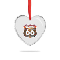 Route Highway 66 Centennial Heart Crystal Glass Ornament Vintage Distressed Americas Highway