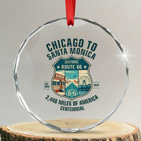 Route Highway 66 Chicago Santa Monica Vintage America Road Trip Crystal Glass Ornament