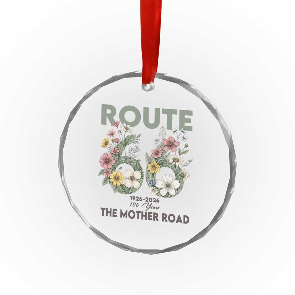 Route Highway 66 Crystal Glass Ornament Floral Centennial 100 Year Anniversary