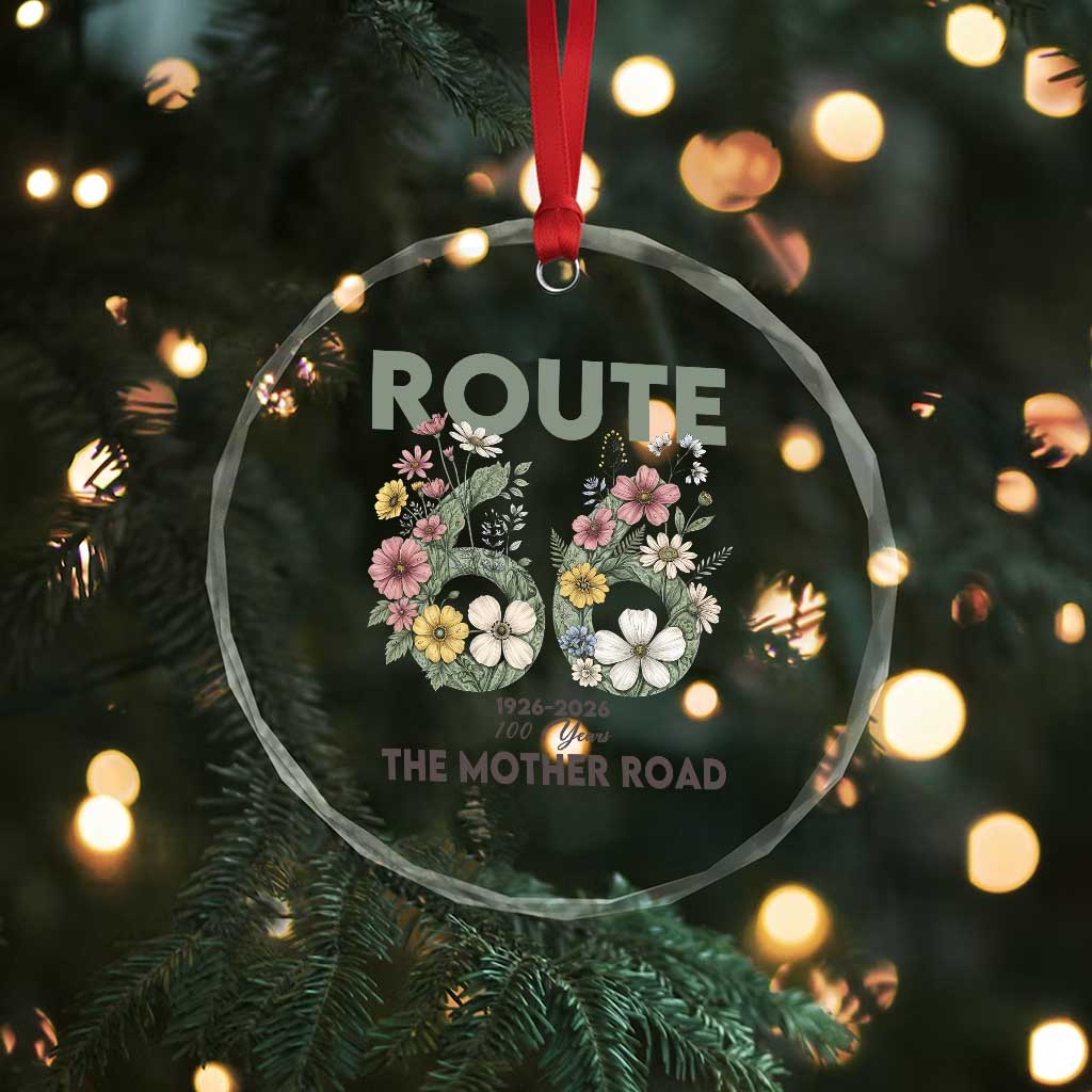 Route Highway 66 Crystal Glass Ornament Floral Centennial 100 Year Anniversary
