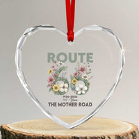 Route Highway 66 Heart Crystal Glass Ornament Floral Centennial 100 Year Anniversary