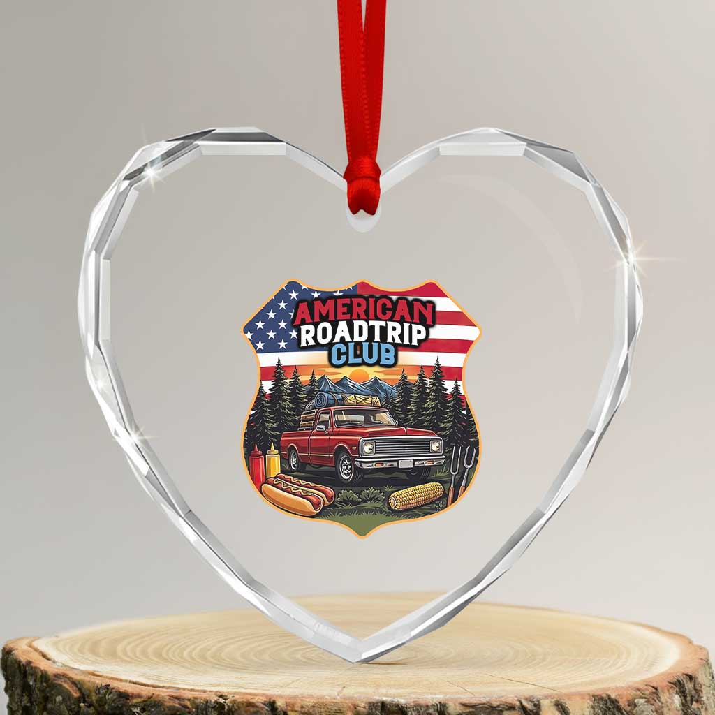Route Highway 66 Heart Crystal Glass Ornament Vintage American Roadtrip Club Road Trip