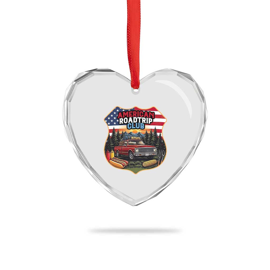 Route Highway 66 Heart Crystal Glass Ornament Vintage American Roadtrip Club Road Trip