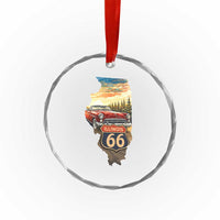 Route Highway 66 Illinois State Pride Crystal Glass Ornament Mother Road Travel Gift