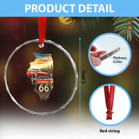 Route Highway 66 Illinois State Pride Crystal Glass Ornament Mother Road Travel Gift