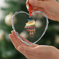 Route Highway 66 Illinois State Pride Heart Crystal Glass Ornament Mother Road Travel Gift
