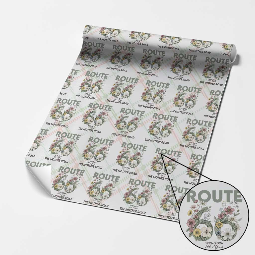 Route Highway 66 Wrapping Paper Roll Floral Centennial 100 Year Anniversary